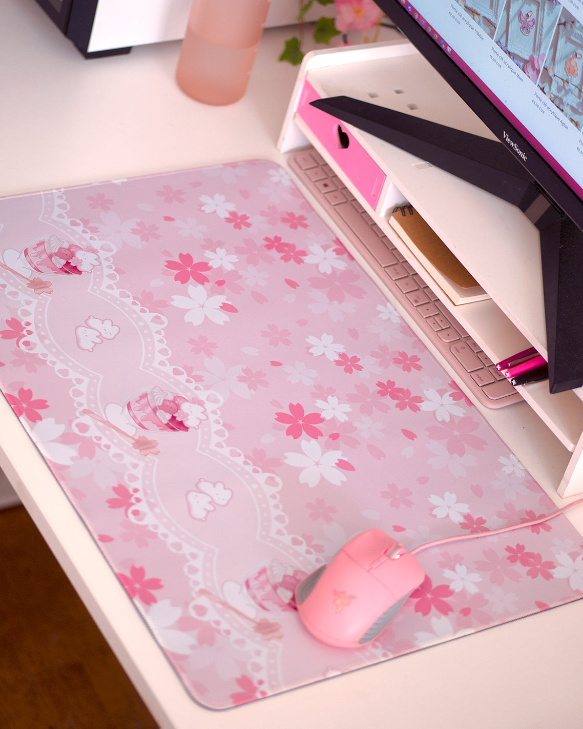 Grand Tapis de Souris : Sakura Parfait Mochi Lapin